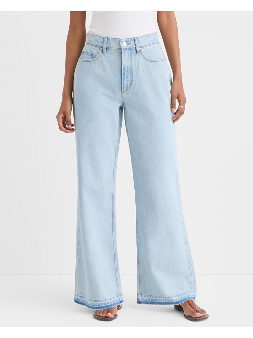 LOFT Rivete High Rise Wide Leg Jeans Frayed Hems Size 33 Tall (Inseam 33") NEW